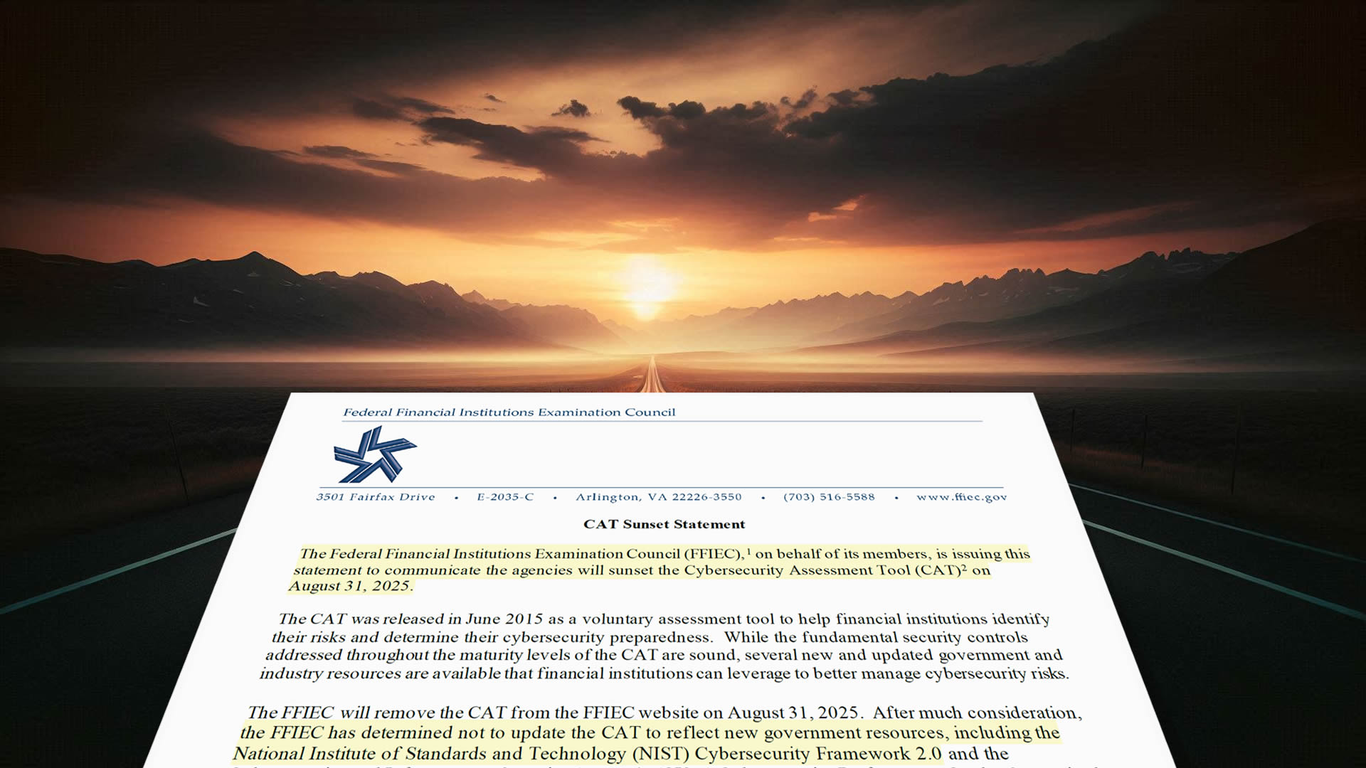 NIST CSF 2.0 supersedes CAT for FFIEC cybersecurity compliance. Don't get caught out this August.